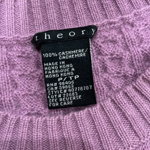 100% Cashmere Theory Super Soft Purple Cable Knit Sweater Petite P/TP - Picture 2 of 10